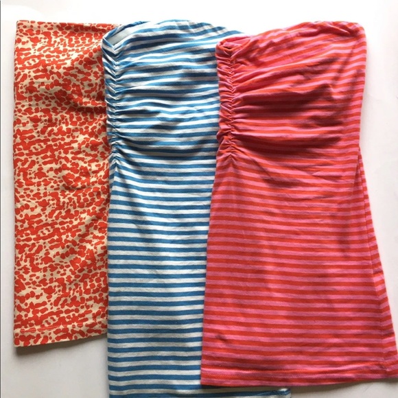 H&M Women Tube Top Strapless Set Of 3 Small - Med Pink Blue Orange Stripe - Picture 1 of 11